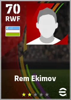 Rem Ekimov eFootball 2026 player card — 70 OVR RWF