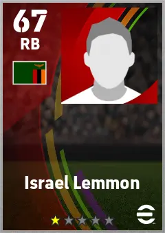 Israel Lemmon eFootball 2026 player card — 67 OVR RB