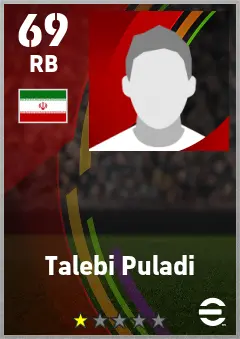Talebi Puladi eFootball 2026 player card — 69 OVR RB