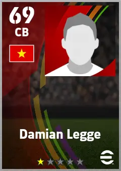 Damian Legge eFootball 2026 player card — 69 OVR CB