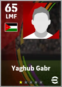 Yaghub Gabr eFootball 2026 player card — 65 OVR LMF