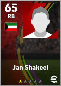 Jan Shakeel eFootball 2026 player card — 65 OVR RB