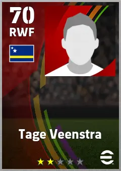 Tage Veenstra eFootball 2026 player card — 70 OVR RWF