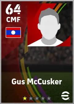 Gus McCusker eFootball 2026 player card — 64 OVR CMF