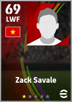 Zack Savale eFootball 2026 player card — 69 OVR LWF