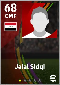 Jalal Sidqi eFootball 2026 player card — 68 OVR CMF