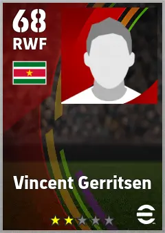 Vincent Gerritsen eFootball 2026 player card — 68 OVR RWF
