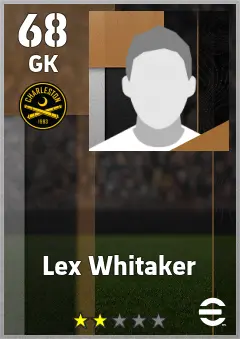 Lex Whitaker eFootball 2026 player card — 68 OVR GK