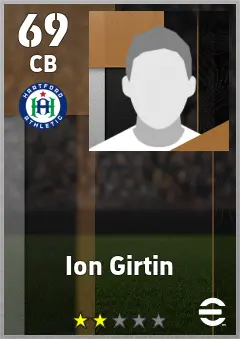 Ion Girtin eFootball 2026 player card — 69 OVR CB
