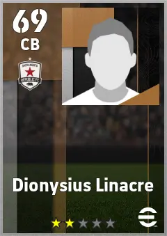 Dionysius Linacre eFootball 2026 player card — 69 OVR CB