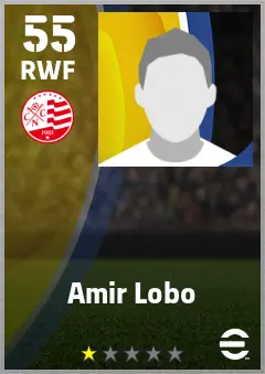 Amir Lobo eFootball 2026 player card — 55 OVR RWF