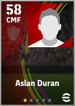 Aslan Duran eFootball 2026 player card — 58 OVR CMF