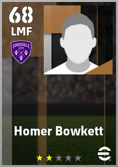 Homer Bowkett eFootball 2026 player card — 68 OVR LMF