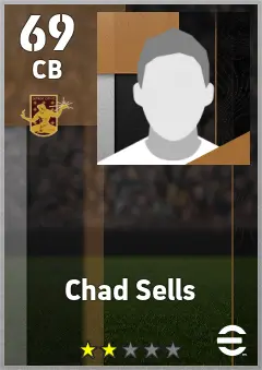 Chad Sells eFootball 2026 player card — 69 OVR CB