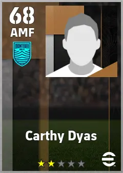 Carthy Dyas eFootball 2026 player card — 68 OVR AMF