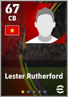 Lester Rutherford eFootball 2026 player card — 67 OVR CB