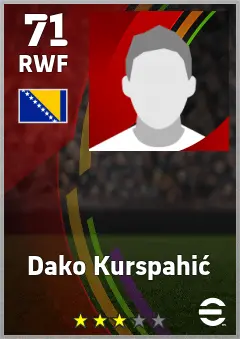 Dako Kurspahic eFootball 2026 player card — 71 OVR RWF