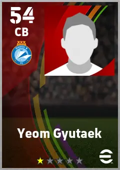 Yeom Gyutaek eFootball 2026 player card — 54 OVR CB