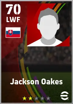 Jackson Oakes eFootball 2026 player card — 71 OVR LWF