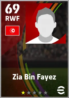 Zia Bin Fayez eFootball 2026 player card — 69 OVR RWF