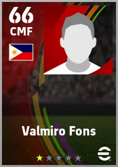 Valmiro Fons eFootball 2026 player card — 66 OVR CMF