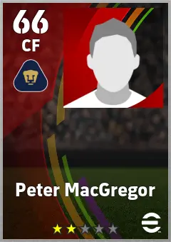 Peter MacGregor eFootball 2026 player card — 66 OVR CF
