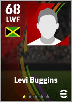 Levi Buggins eFootball 2026 player card — 68 OVR LWF