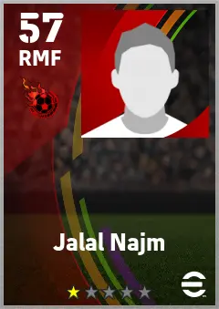 Jalal Najm eFootball 2026 player card — 57 OVR RMF