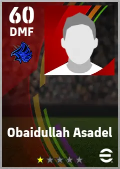 Obaidullah Asadel eFootball 2026 player card — 60 OVR DMF