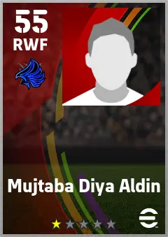 Mujtaba Diya Aldin eFootball 2026 player card — 55 OVR RWF