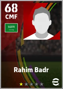 Rahim Badr eFootball 2026 player card — 68 OVR CMF