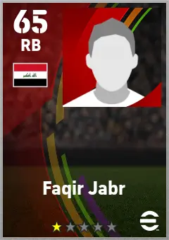 Faqir Jabr eFootball 2026 player card — 65 OVR RB