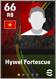 Hywel Fortescue eFootball 2026 player card — 66 OVR RB