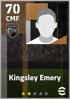 Kingsley Emery eFootball 2026 player card — 70 OVR CMF