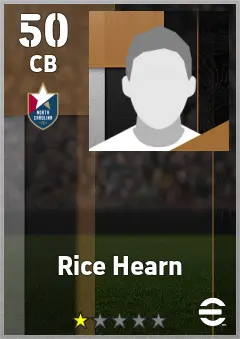 Rice Hearn eFootball 2026 player card — 50 OVR CB
