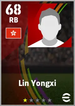 Lin Yongxi eFootball 2026 player card — 68 OVR RB