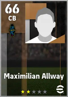 Maximilian Allway eFootball 2026 player card — 66 OVR CB