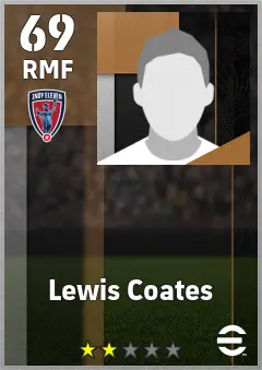 Lewis Coates eFootball 2026 player card — 69 OVR RMF
