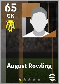 August Rowling eFootball 2026 player card — 65 OVR GK