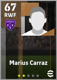 Marius Carraz eFootball 2026 player card — 67 OVR RWF