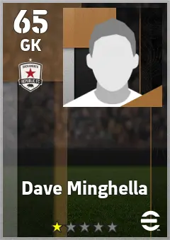 Dave Minghella eFootball 2026 player card — 65 OVR GK