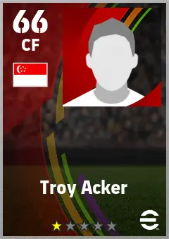 Troy Acker eFootball 2026 player card — 66 OVR CF