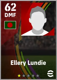 Ellery Lundie eFootball 2026 player card — 62 OVR DMF