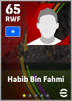 Habib Bin Fahmi eFootball 2026 player card — 65 OVR RWF