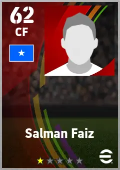 Salman Faiz eFootball 2026 player card — 62 OVR CF