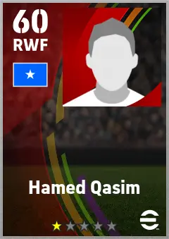 Hamed Qasim eFootball 2026 player card — 60 OVR RWF