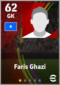 Faris Ghazi eFootball 2026 player card — 62 OVR GK
