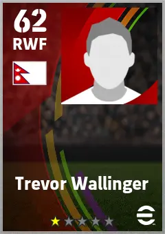 Trevor Wallinger eFootball 2026 player card — 62 OVR RWF