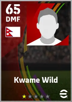 Kwame Wild eFootball 2026 player card — 65 OVR DMF