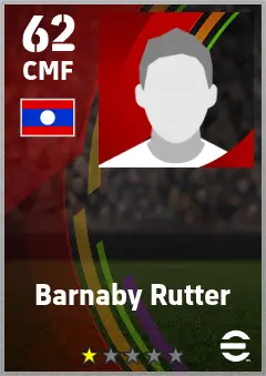 Barnaby Rutter eFootball 2026 player card — 62 OVR CMF